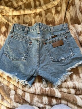 Wrangler Light Blue Frayed Hem Denim Shorts